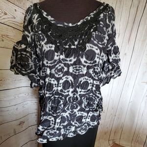 Da-Nang silk tie dye broomstick blouse black M